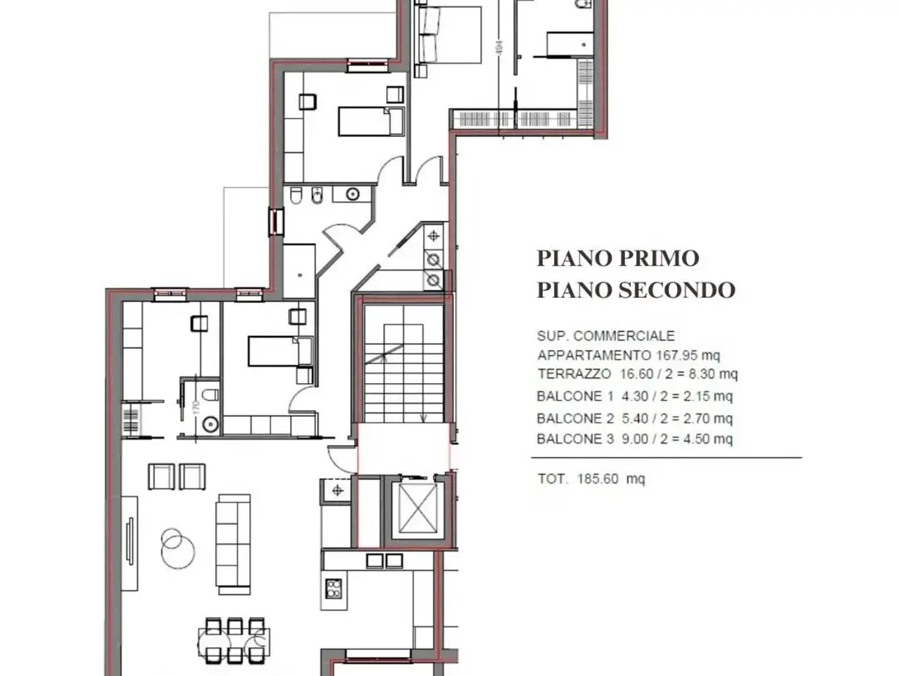 Quadrilocale in vendita, Via Pietro Paganini 8, Novara - Planimetria 1