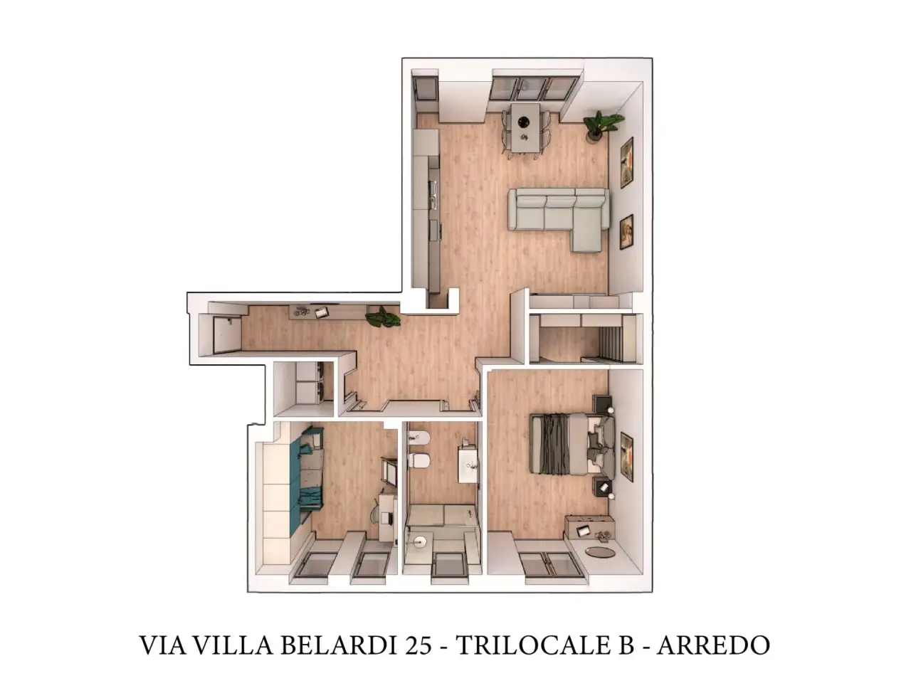 Trilocale in Via di Villa Belardi 24, Roma - Planimetria 1