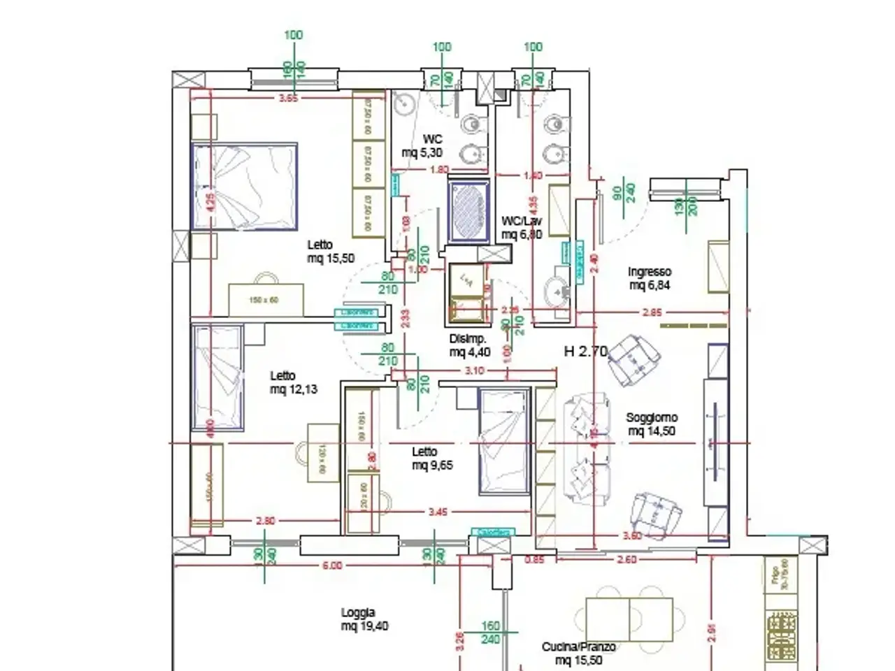 Appartamento in vendita, Via Giovanni Verga Snc, Terrasini - Planimetria 1