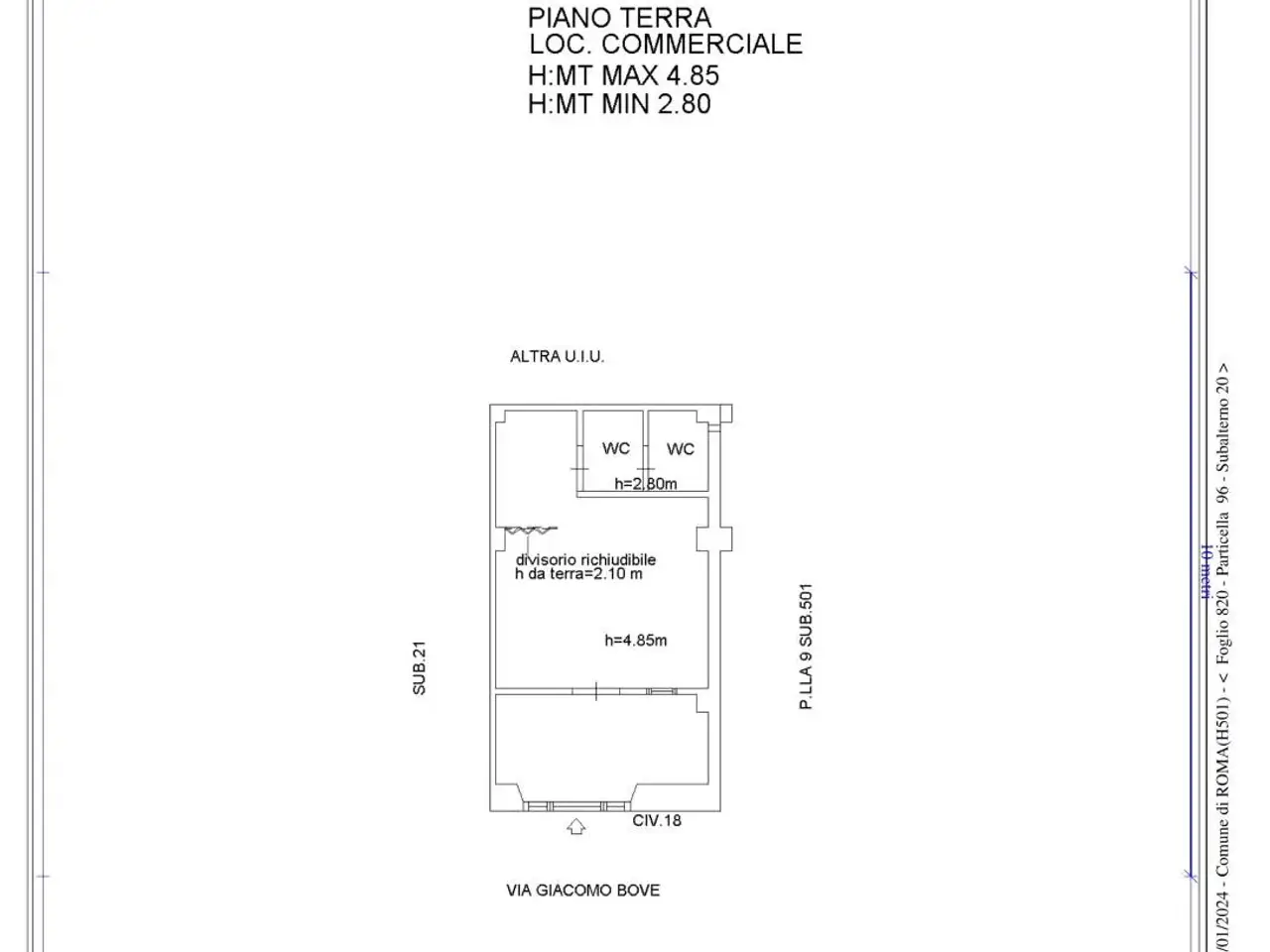 Negozio in Via Giacomo Bove 18, Roma, {3} - Planimetria 1
