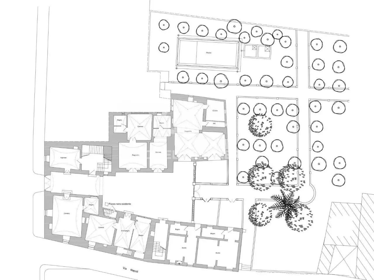 Albergo in Piazza Umberto I - Via Napoli, Ortelle, {3} - Planimetria 1