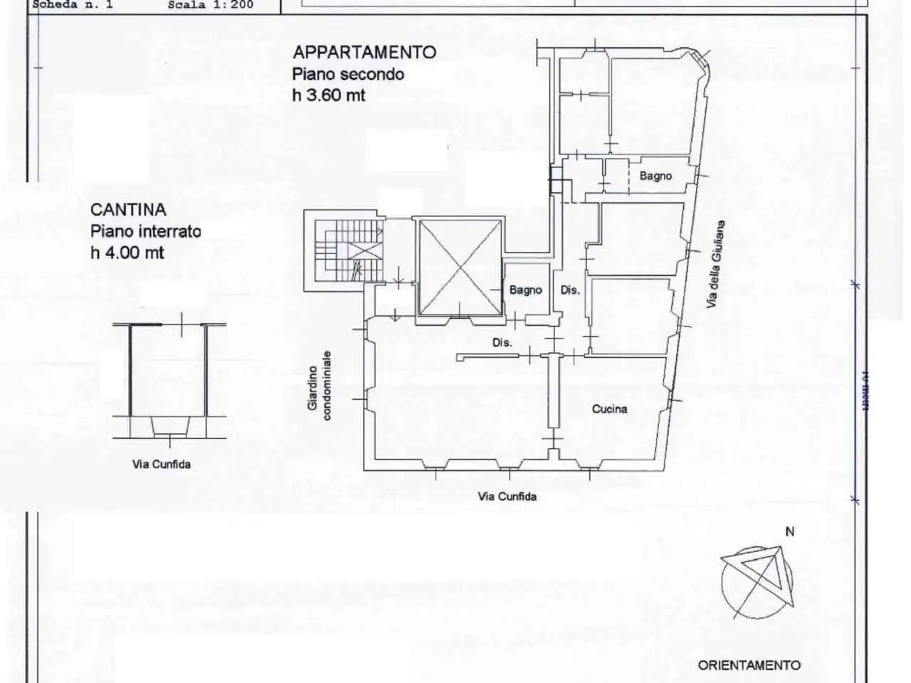 Appartamento in Via Cunfida, Roma - Planimetria 1