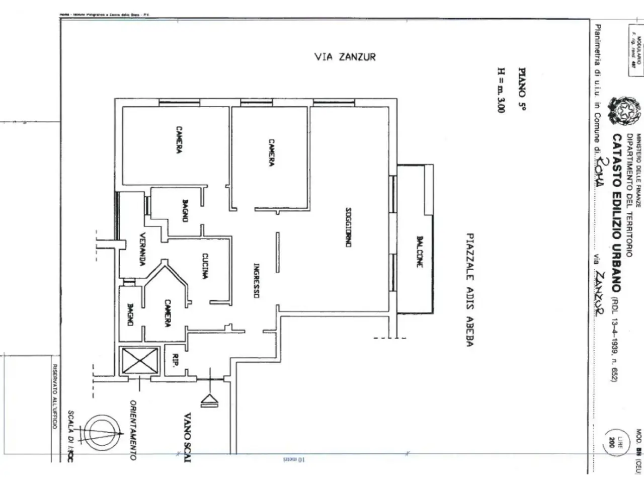 Appartamento in Via Zanzur, Roma - Planimetria 1