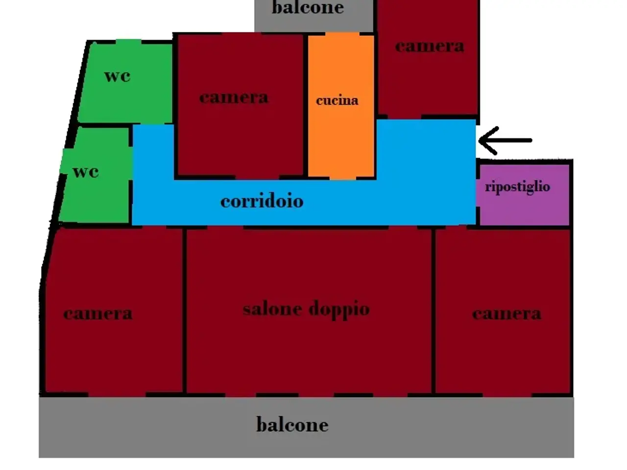 Appartamento in {3}, Via Torquato Tasso 175 - Planimetria 1