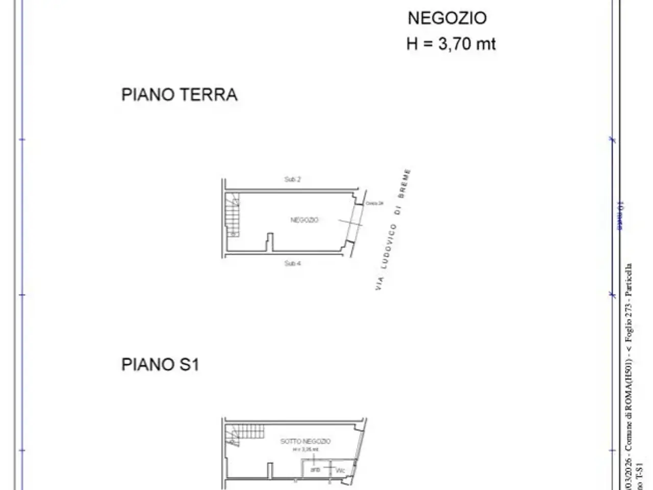 Negozio in Via Ludovico di Breme, Roma, {3} - Planimetria 1