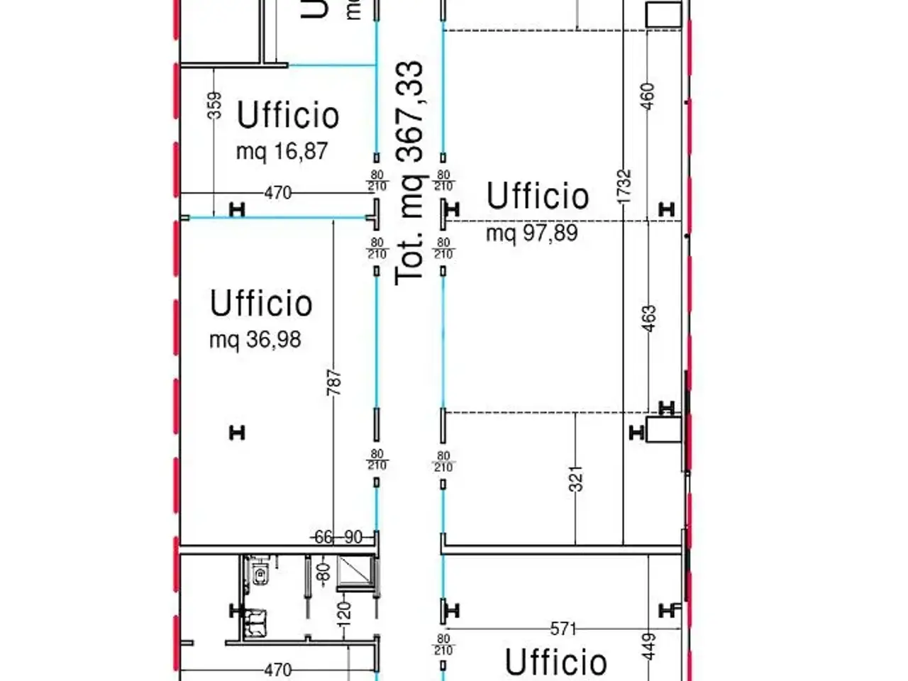 Ufficio in Via F. Turati 111, Cerro Maggiore, {3} - Planimetria 1