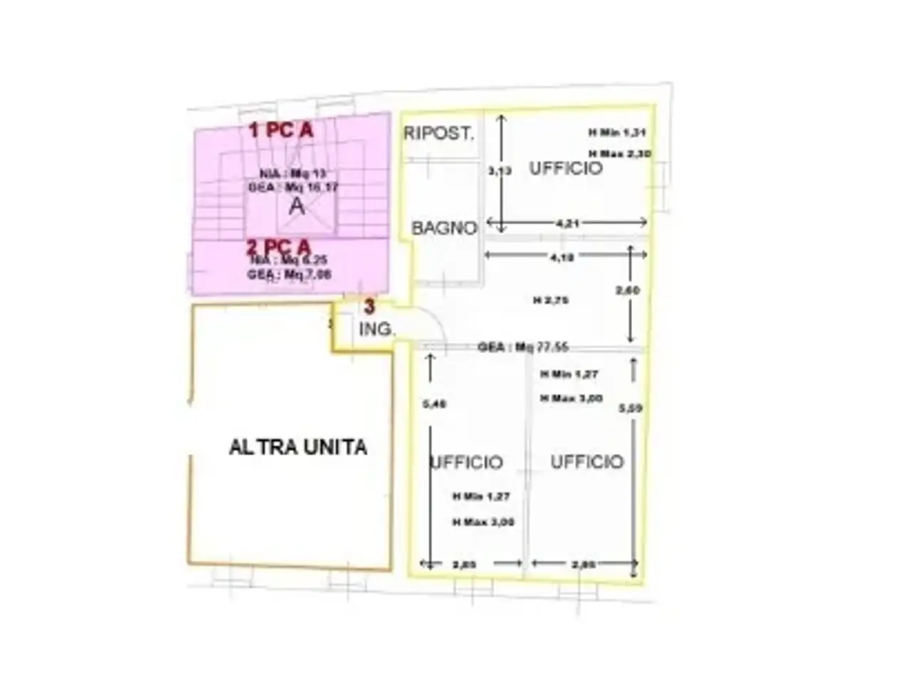 Ufficio in Via Guglielmo Oberdan, Padova, {3} - Planimetria 1