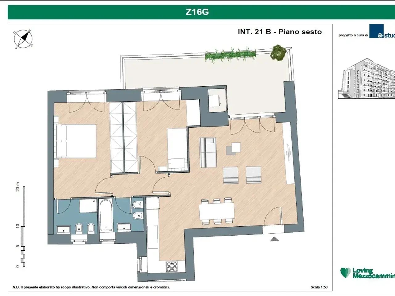 Trilocale in Via Antonio dal Zotto Snc, Roma - Planimetria 1