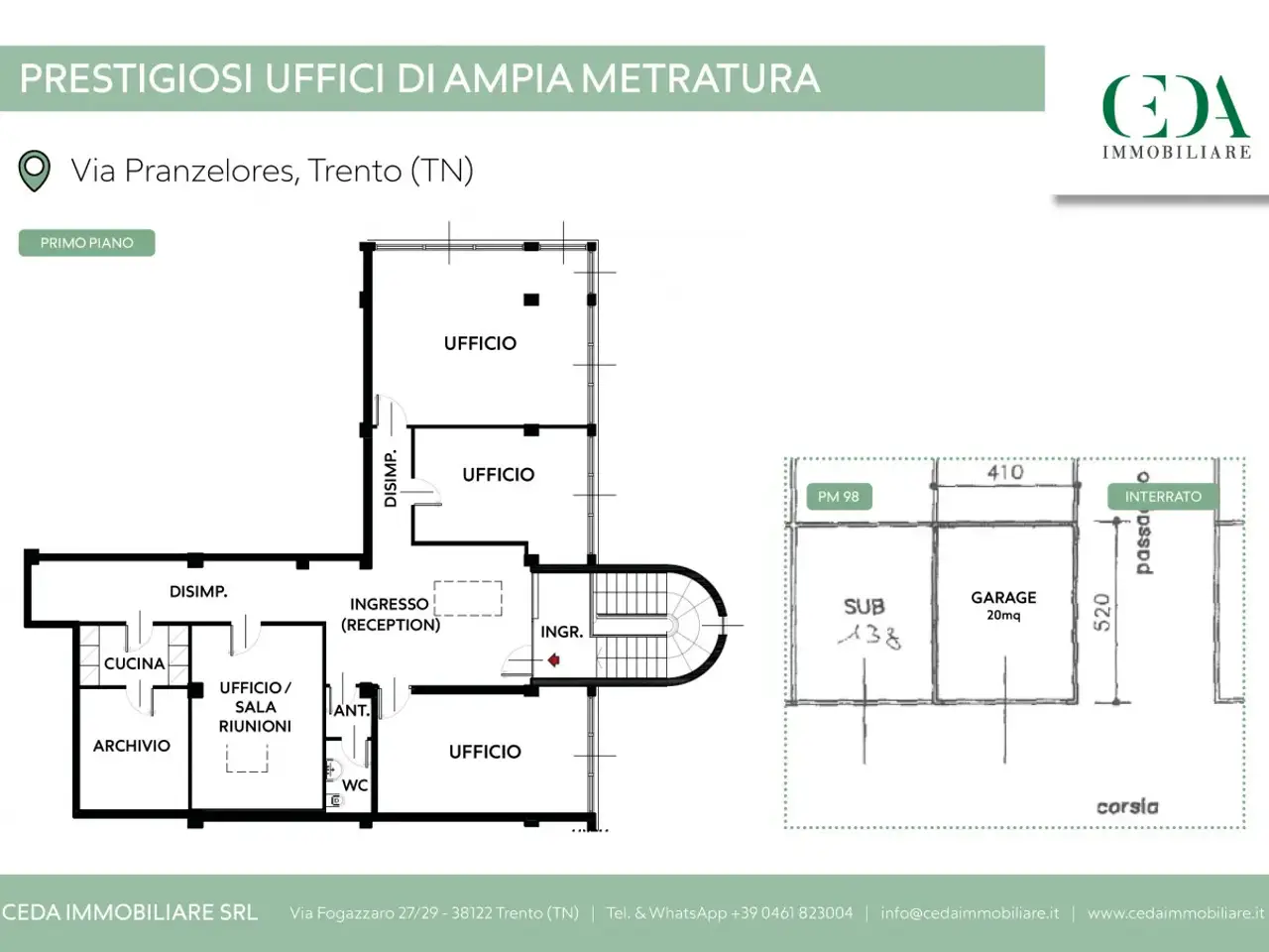 Ufficio in Via Antonio Pranzelores, Trento, {3} - Planimetria 1