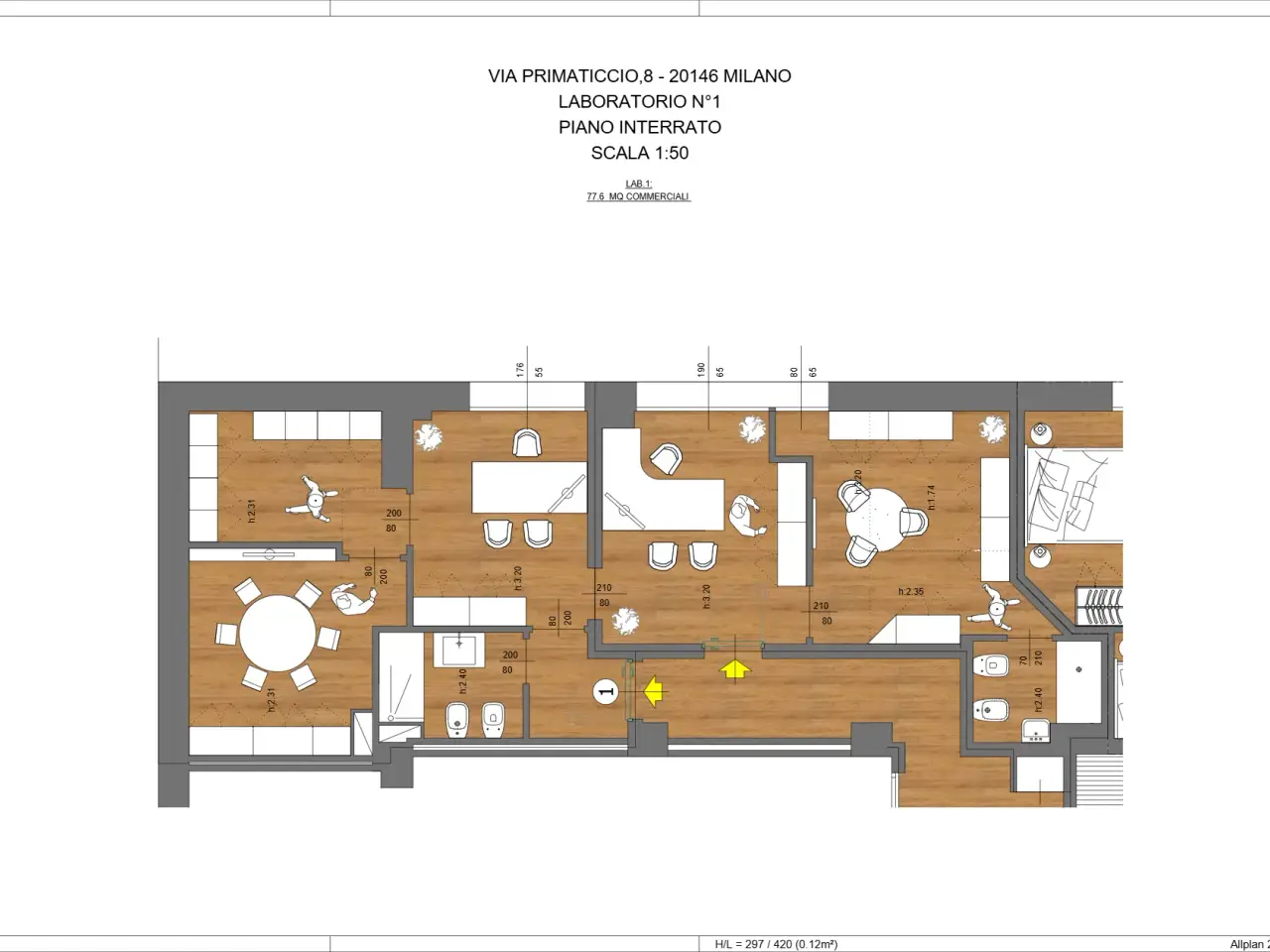Ufficio in Via Francesco Primaticcio 8, Milano, {3} - Planimetria 1