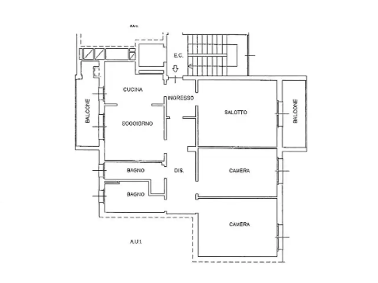 Quadrilocale in Via Antonio Giussani 43, Como - Planimetria 1