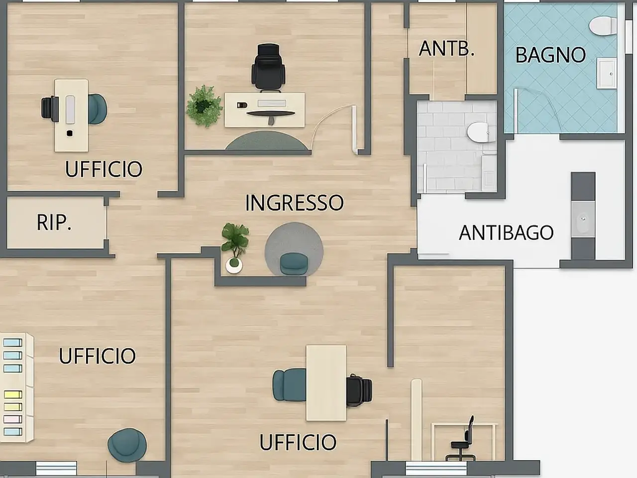 Ufficio in Via Ciro Menotti  80, Modena, {3} - Planimetria 1