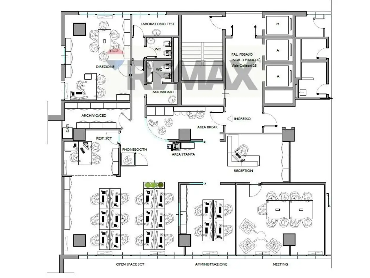 Ufficio in Viale Bortolomeo Colleoni 25, Agrate Brianza, {3} - Planimetria 1