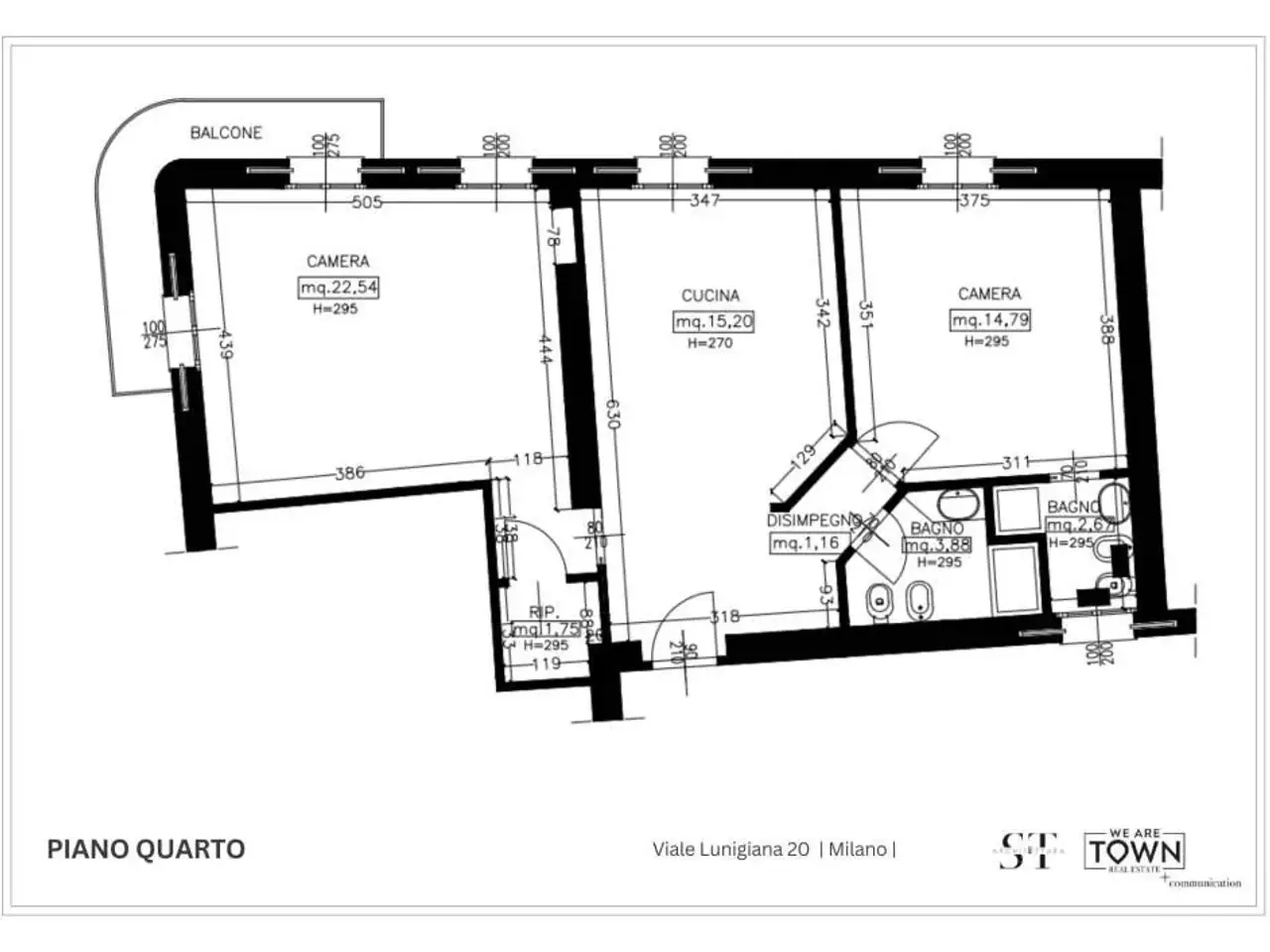 Trilocale in Via Melchiorre Gioia, Milano - Planimetria 1