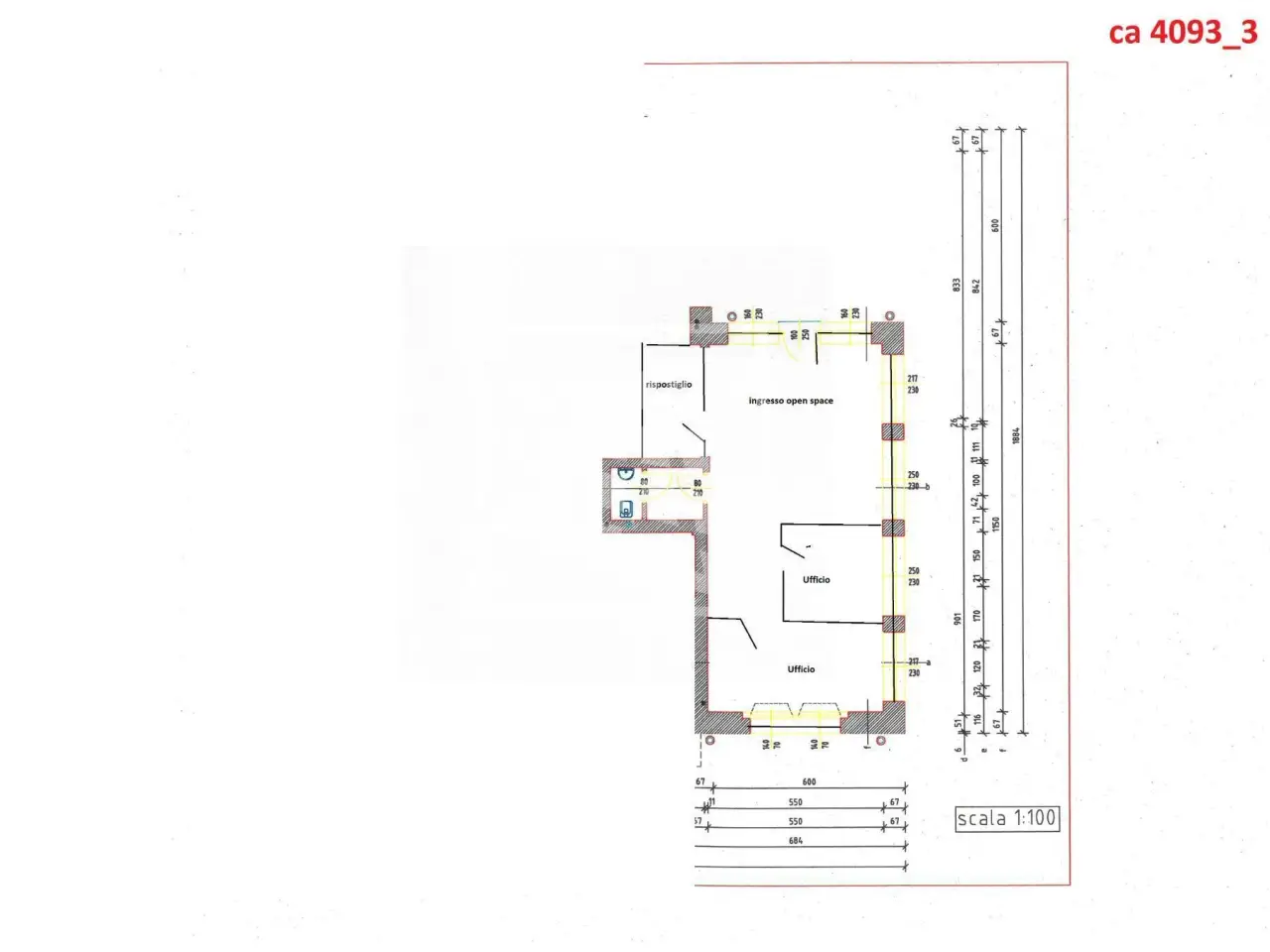 Negozio in Via Agostino Bertani 3, Reggio Emilia, {3} - Planimetria 1