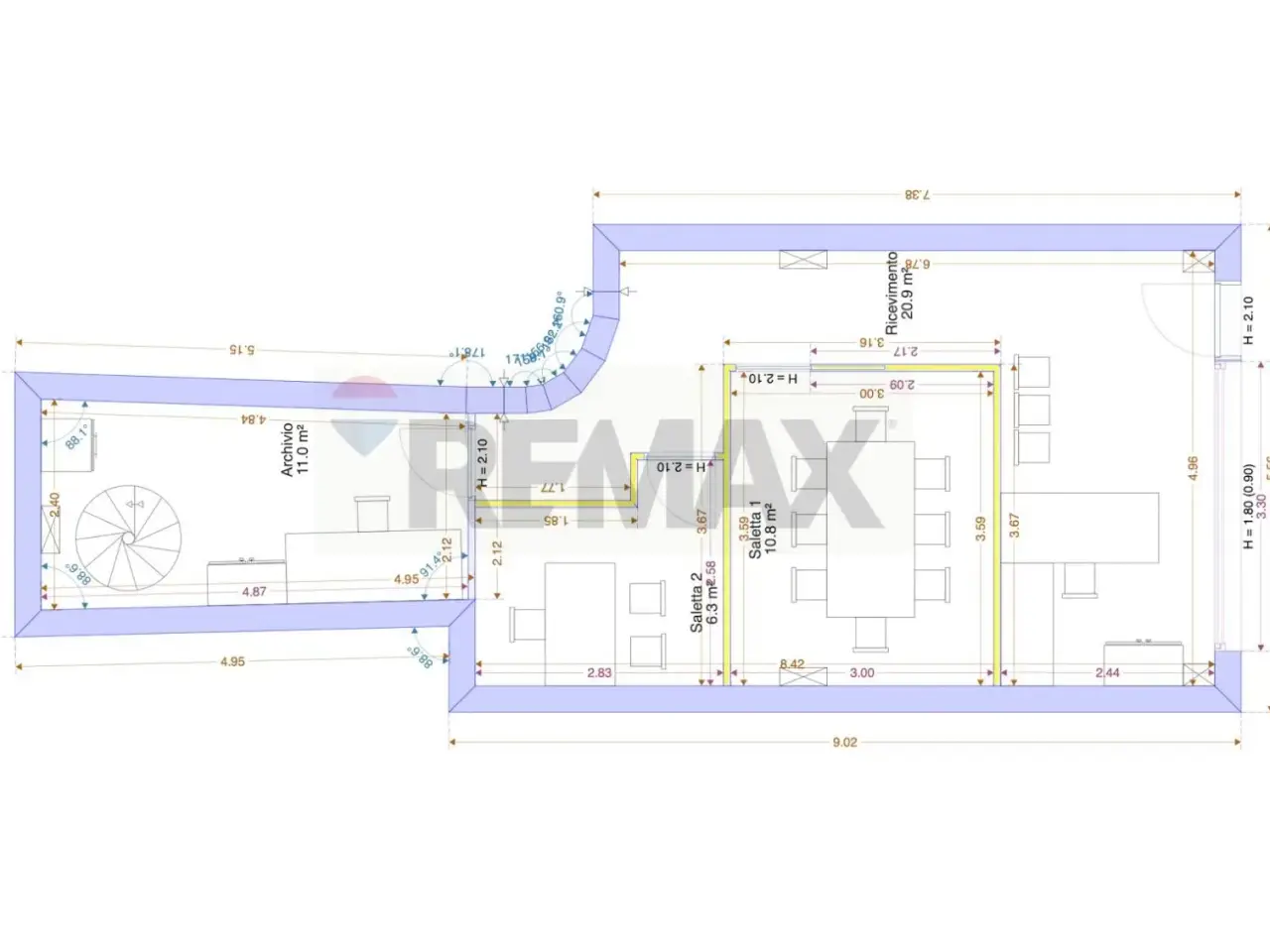 Ufficio in Viale Ranzoni 7, Milano, {3} - Planimetria 1
