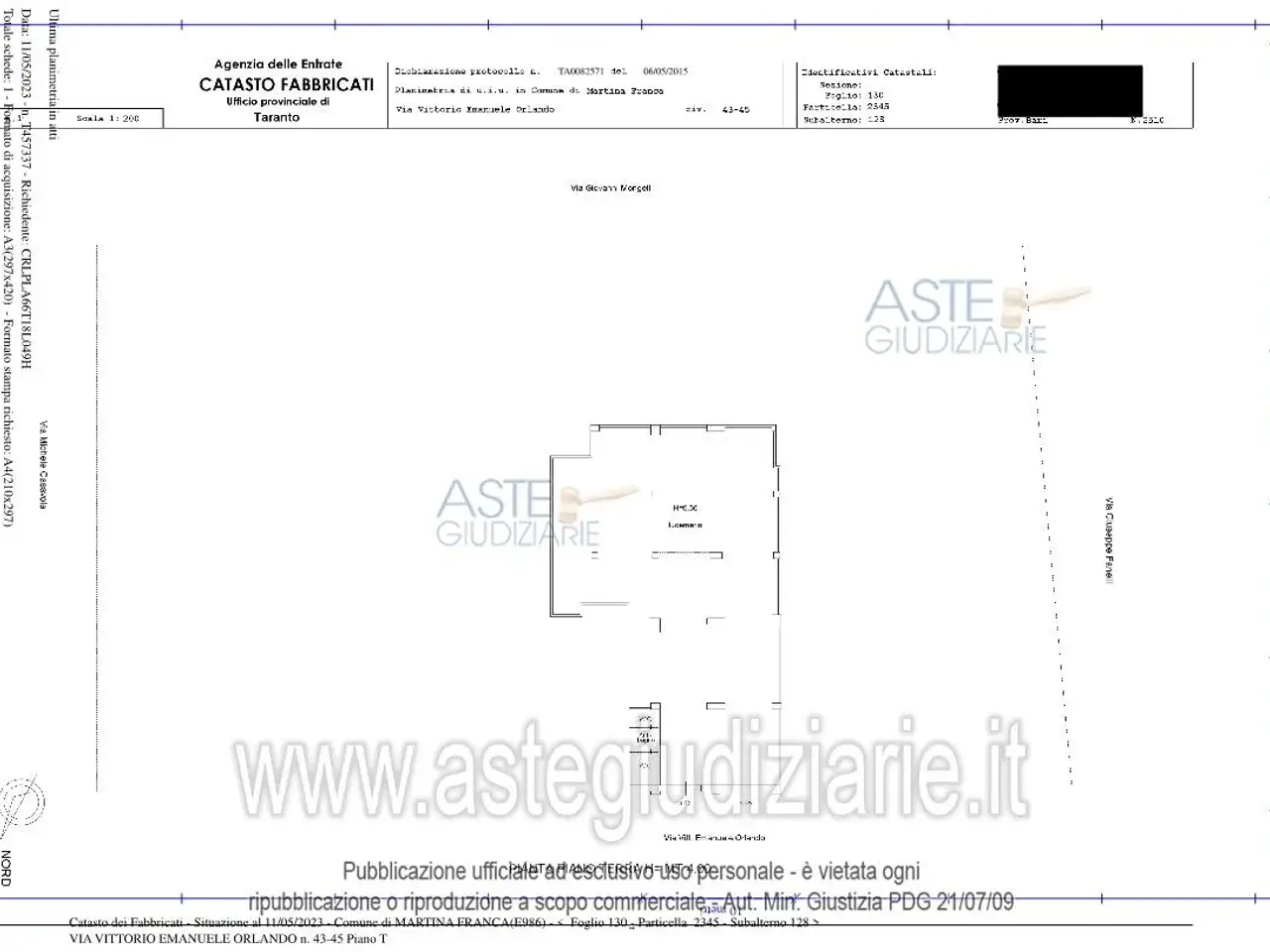 Negozio in Via Vittorio Emanuele Orlando, 43, 74015 Martina Franca Ta, Italia 43, Martina Franca, {3} - Planimetria 1