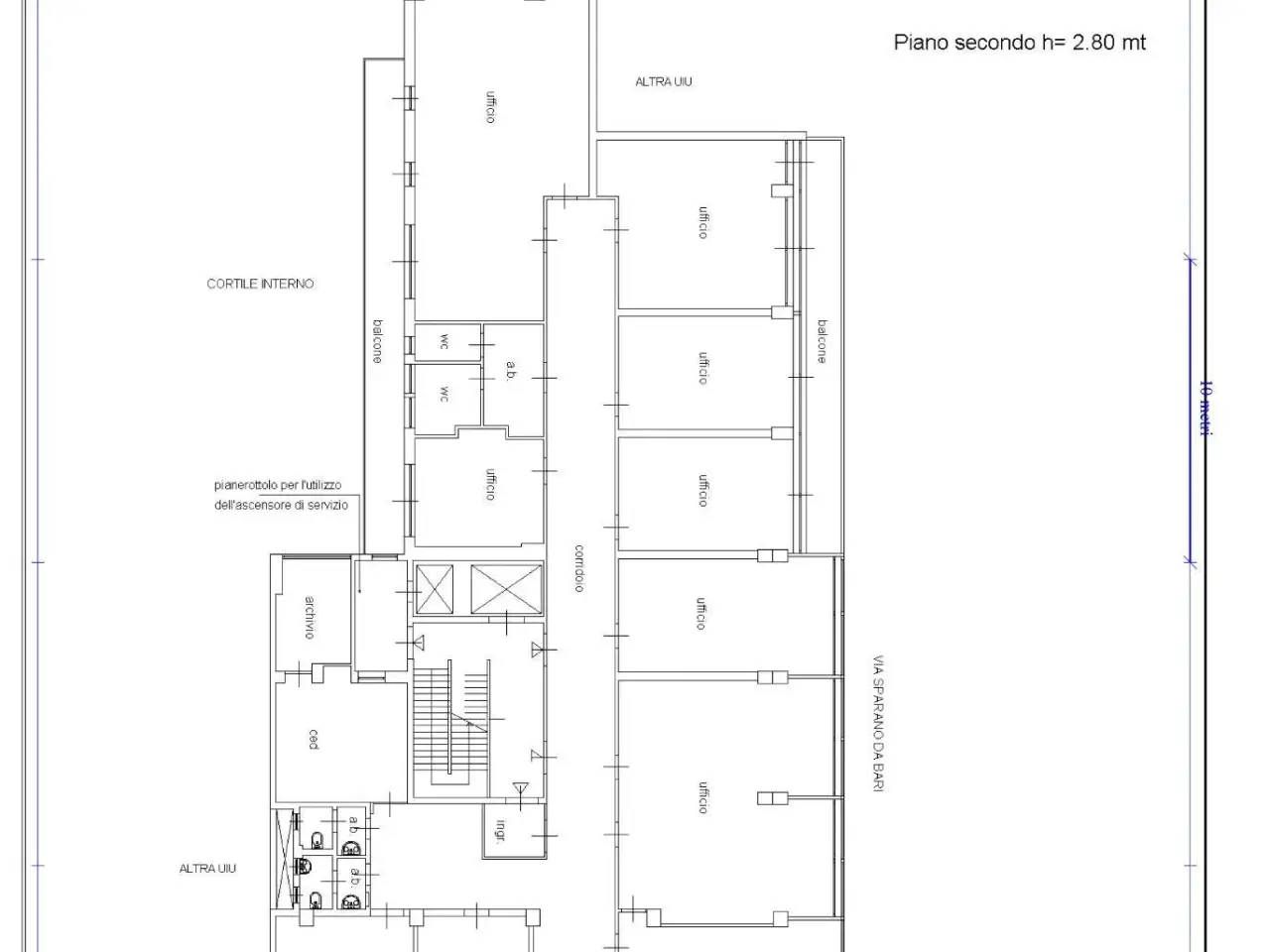 Ufficio in Corso Vittorio Emanuele II 52, Bari, {3} - Planimetria 1
