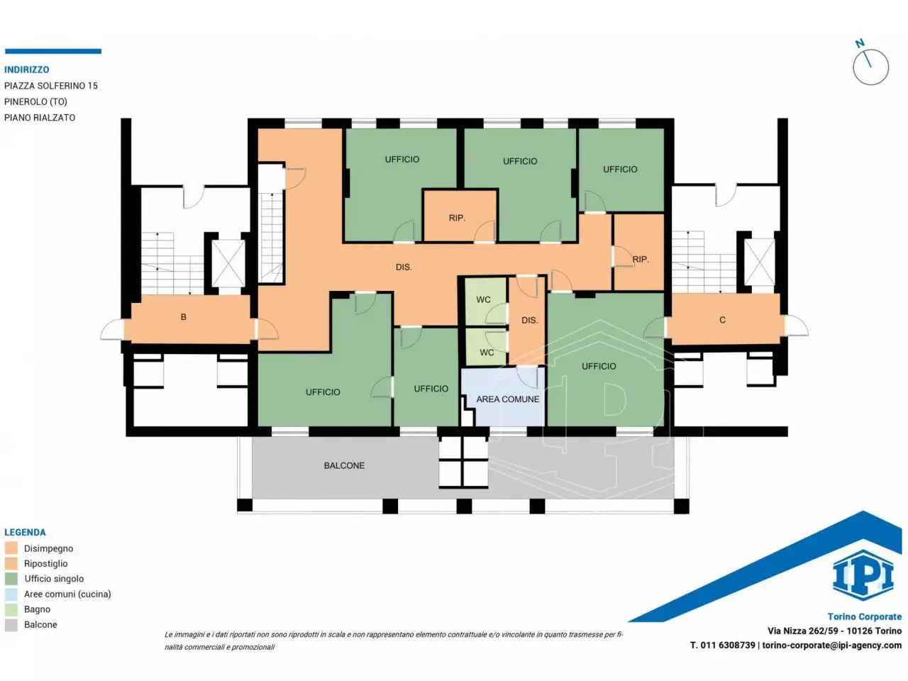 Ufficio in Piazza Solferino 15, Pinerolo, {3} - Planimetria 1