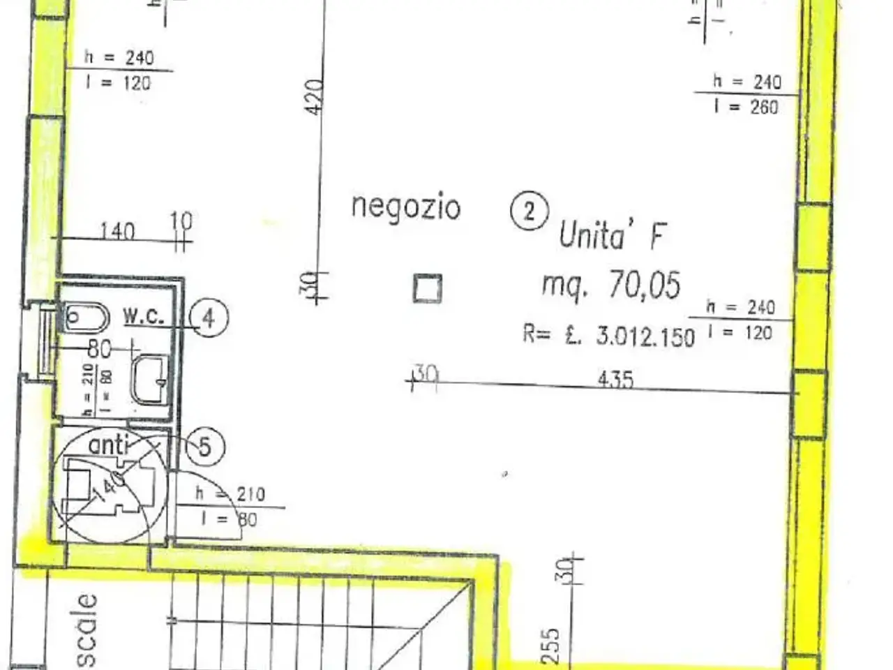 Negozio in Via Cavalieri di Vittorio Veneto 50, Rosa', {3} - Planimetria 1
