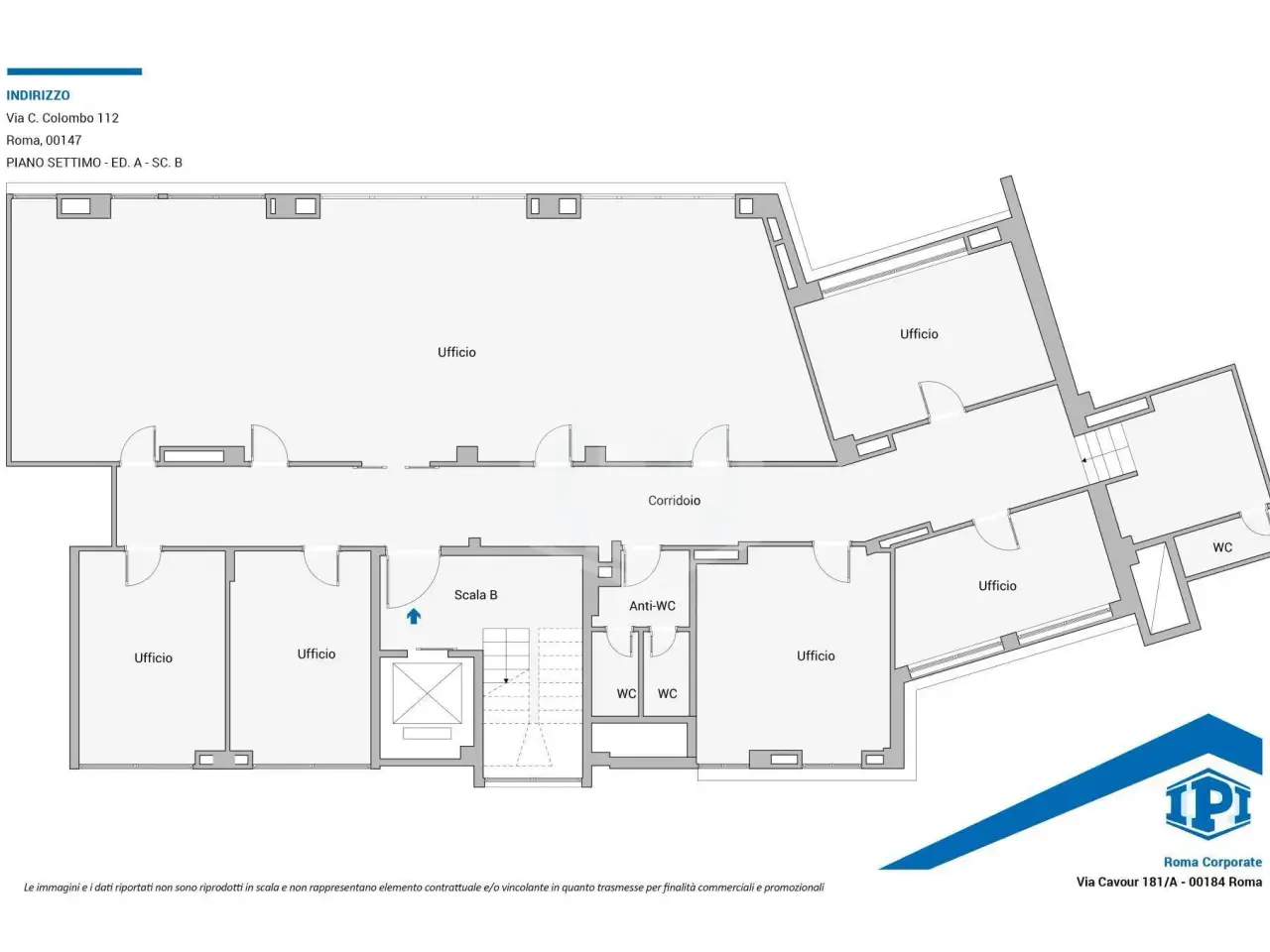 Ufficio in Via Cristoforo Colombo 112, Roma, {3} - Planimetria 1