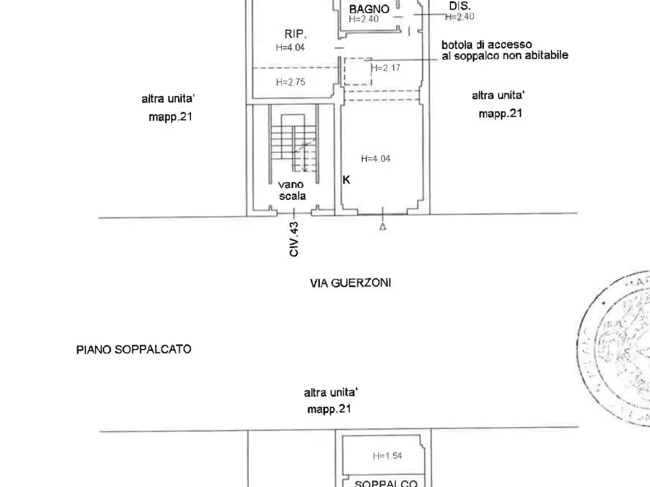 Trilocale in vendita, Via Giuseppe Guerzoni 43, Milano - Planimetria 1