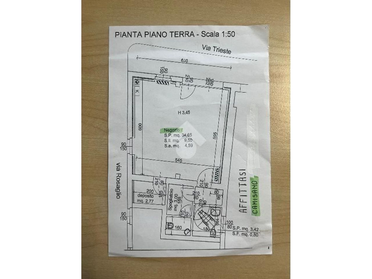 Negozio in Via Trieste 20, Camisano, {3} - Planimetria 1