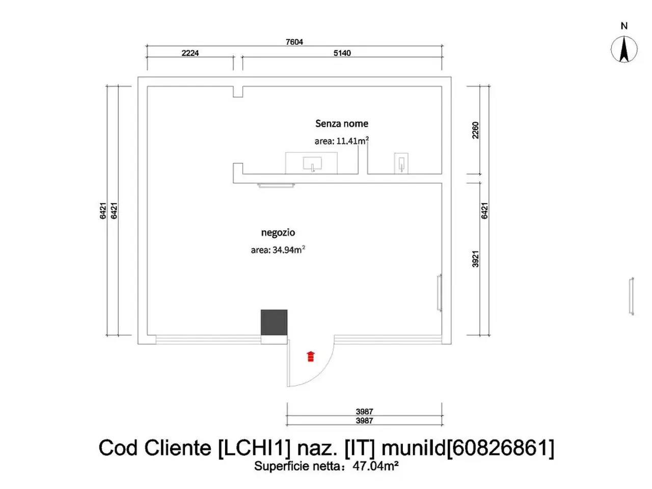 Negozio in Via Tessitura, Osnago, {3} - Planimetria 1