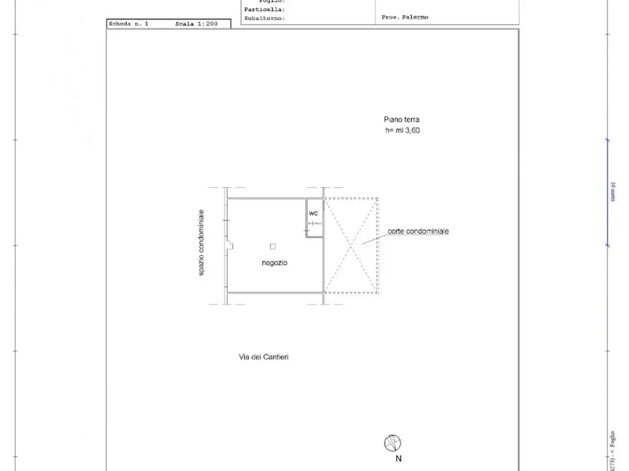 Negozio in Via dei Cantieri 43, Palermo, {3} - Planimetria 1
