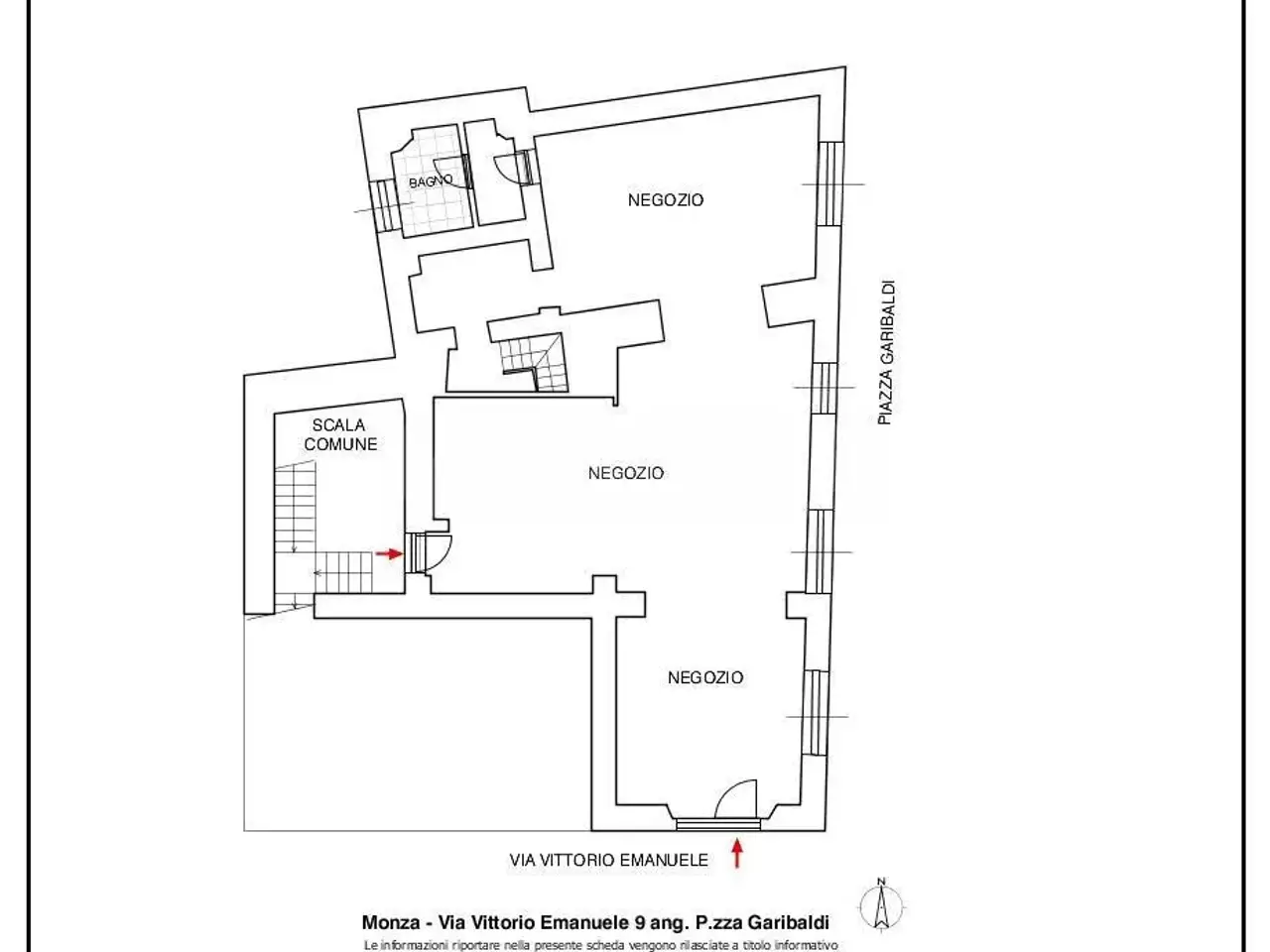 Negozio in Via Vittorio Emanuele 9, Monza, {3} - Planimetria 1