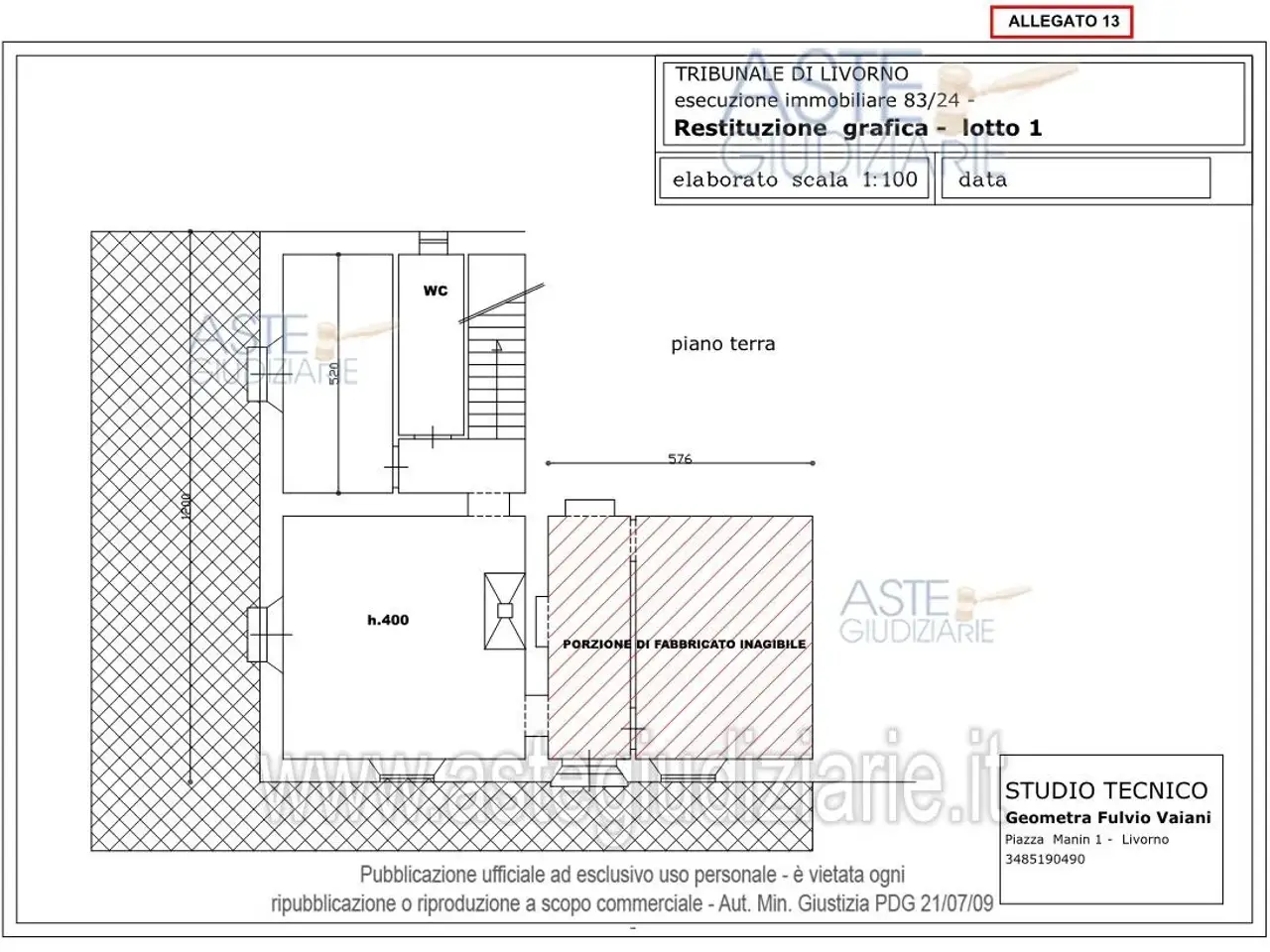 Autorimessa in Via delle Vallicelle, 13, 57124 Livorno LI, Italia 13, Livorno, {3} - Planimetria 1