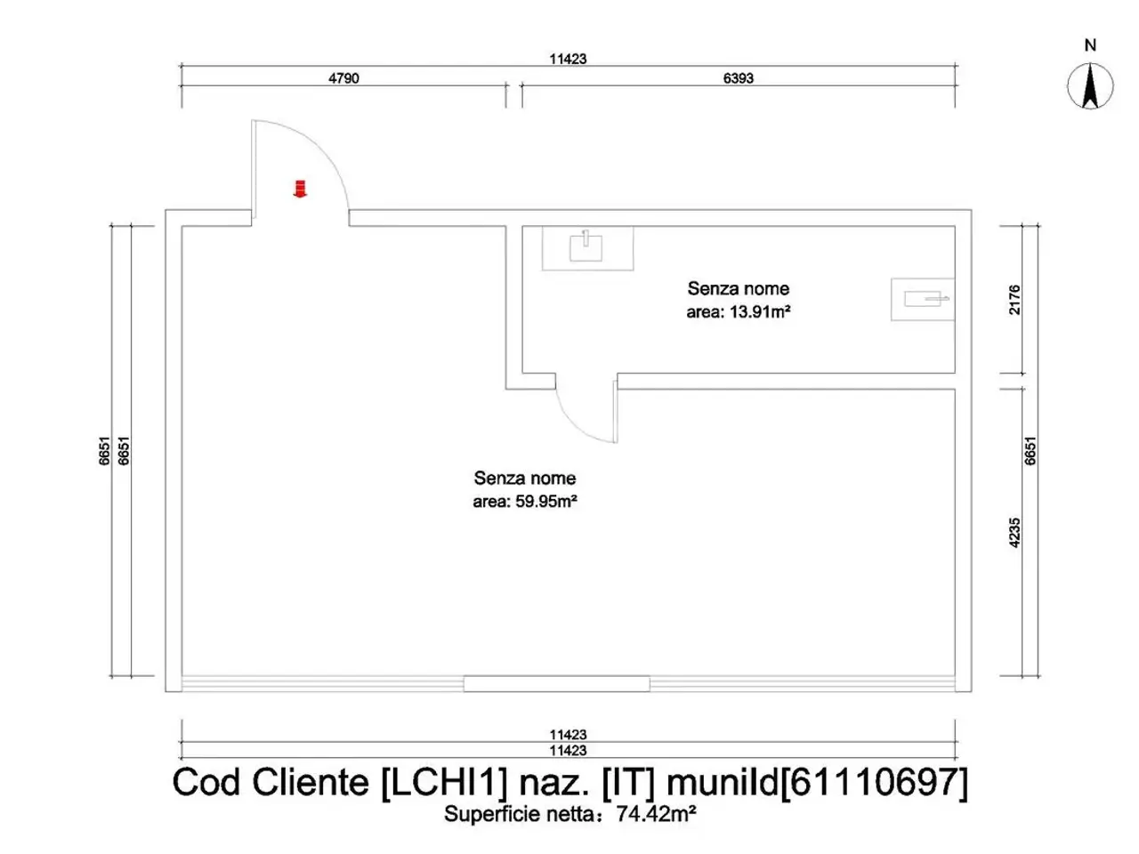 Ufficio in Via Papa Giovanni XXIII 64, Oggiono, {3} - Planimetria 1