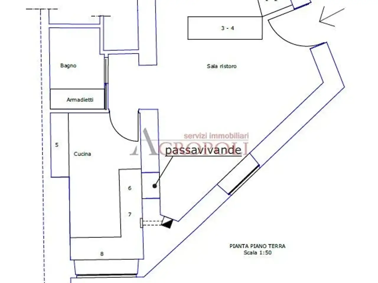 Ristorante in Via Giuseppe Garibaldi, Trevignano Romano, {3} - Planimetria 1