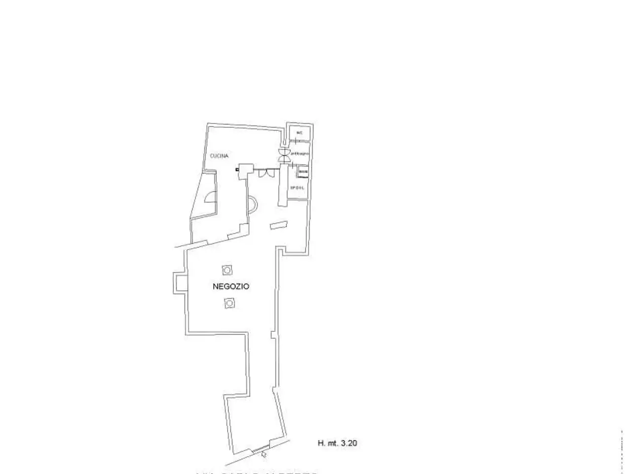 Negozio in Via Carlo Alberto 34, Alghero, {3} - Planimetria 1