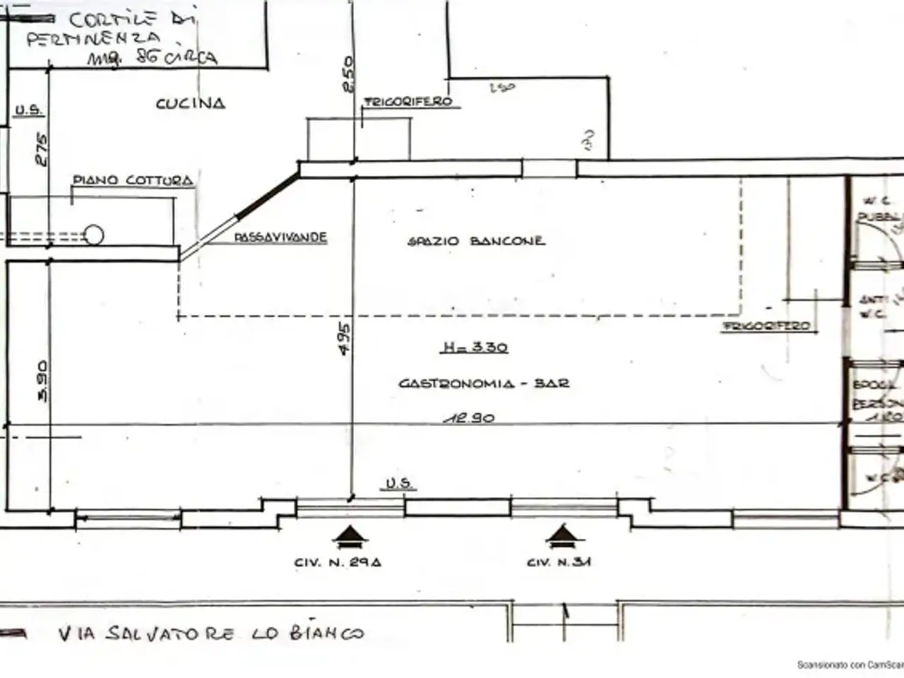 Ristorante in Via Salvatore Lo Bianco 29, Roma, {3} - Planimetria 1
