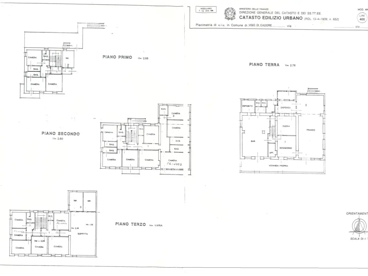 Albergo in Via da Rin Fioretto 3, Vigo Di Cadore, {3} - Planimetria 1