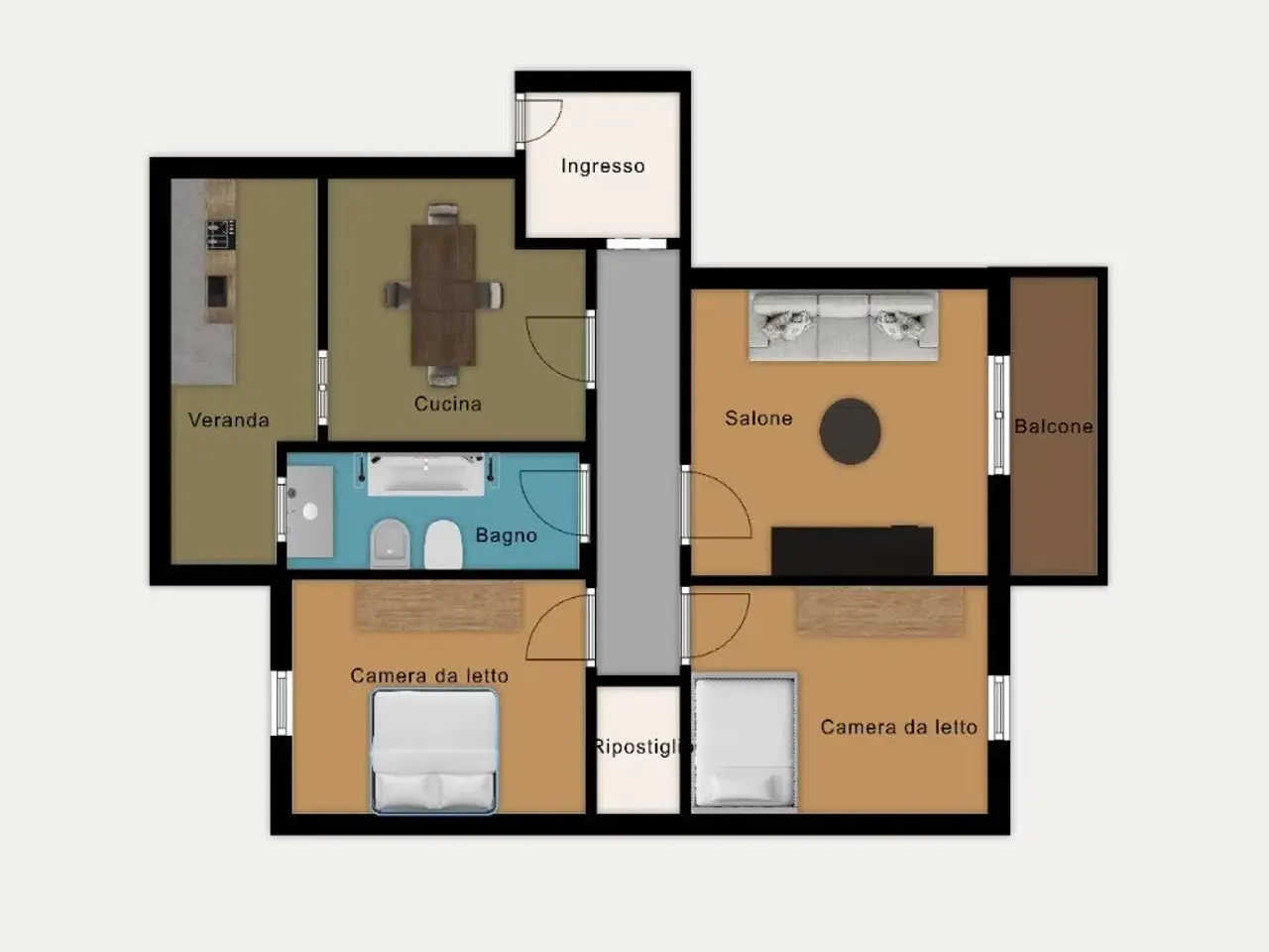 Trilocale in vendita, Via Giuseppe Lanza di Scalea 414, Palermo - Planimetria 1