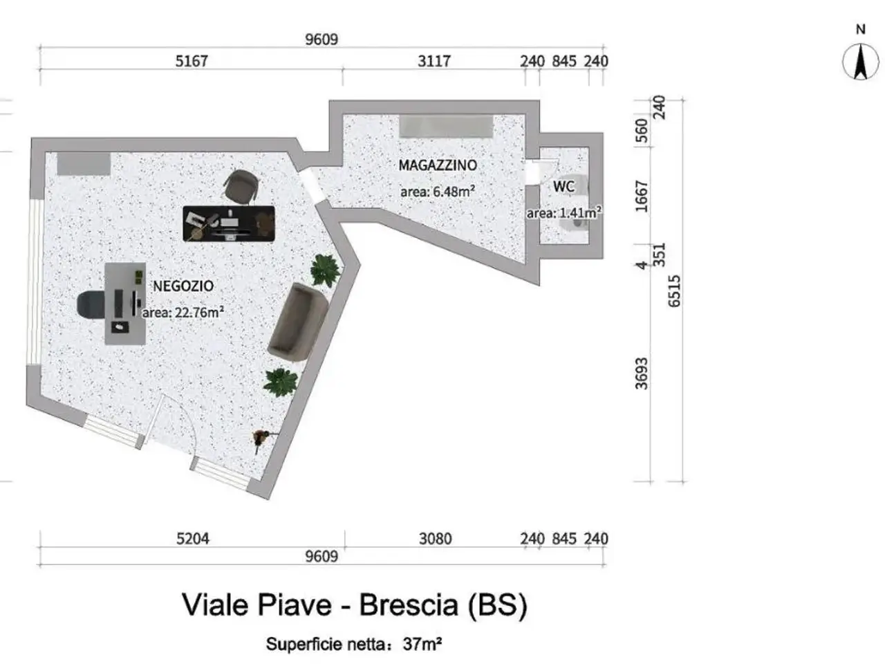 Negozio in Viale Piave 15, Brescia, {3} - Planimetria 1
