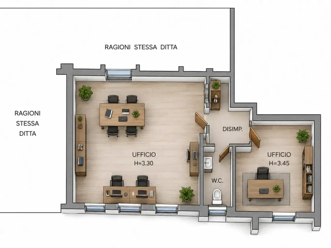 Ufficio in Piazza Garibaldi, Soragna, {3} - Planimetria 1