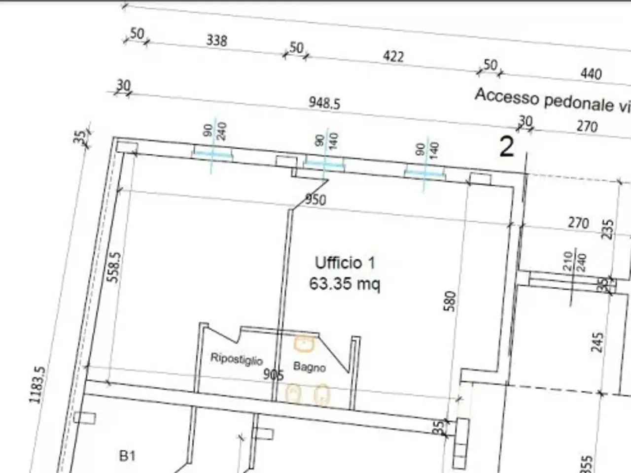 Ufficio in Via Carlo Pagliarini 16, Romano Di Lombardia, {3} - Planimetria 1