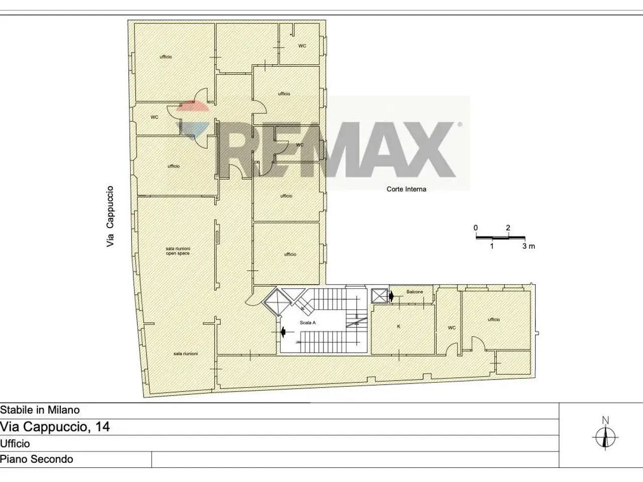 Ufficio in Via Cappuccio 14, Milano, {3} - Planimetria 1