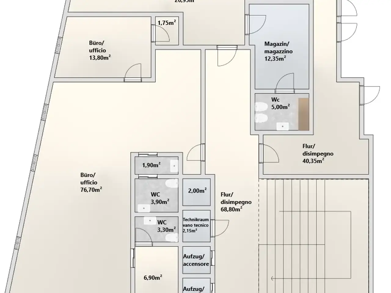 Ufficio in Via Francesco Crispi - Francesco-Crispi-StraßE, Bolzano, {3} - Planimetria 1