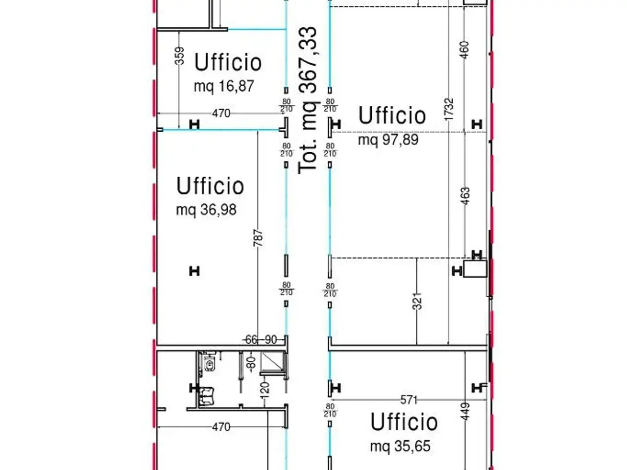 Ufficio in Via F. Turati 111, Cerro Maggiore, {3} - Planimetria 1