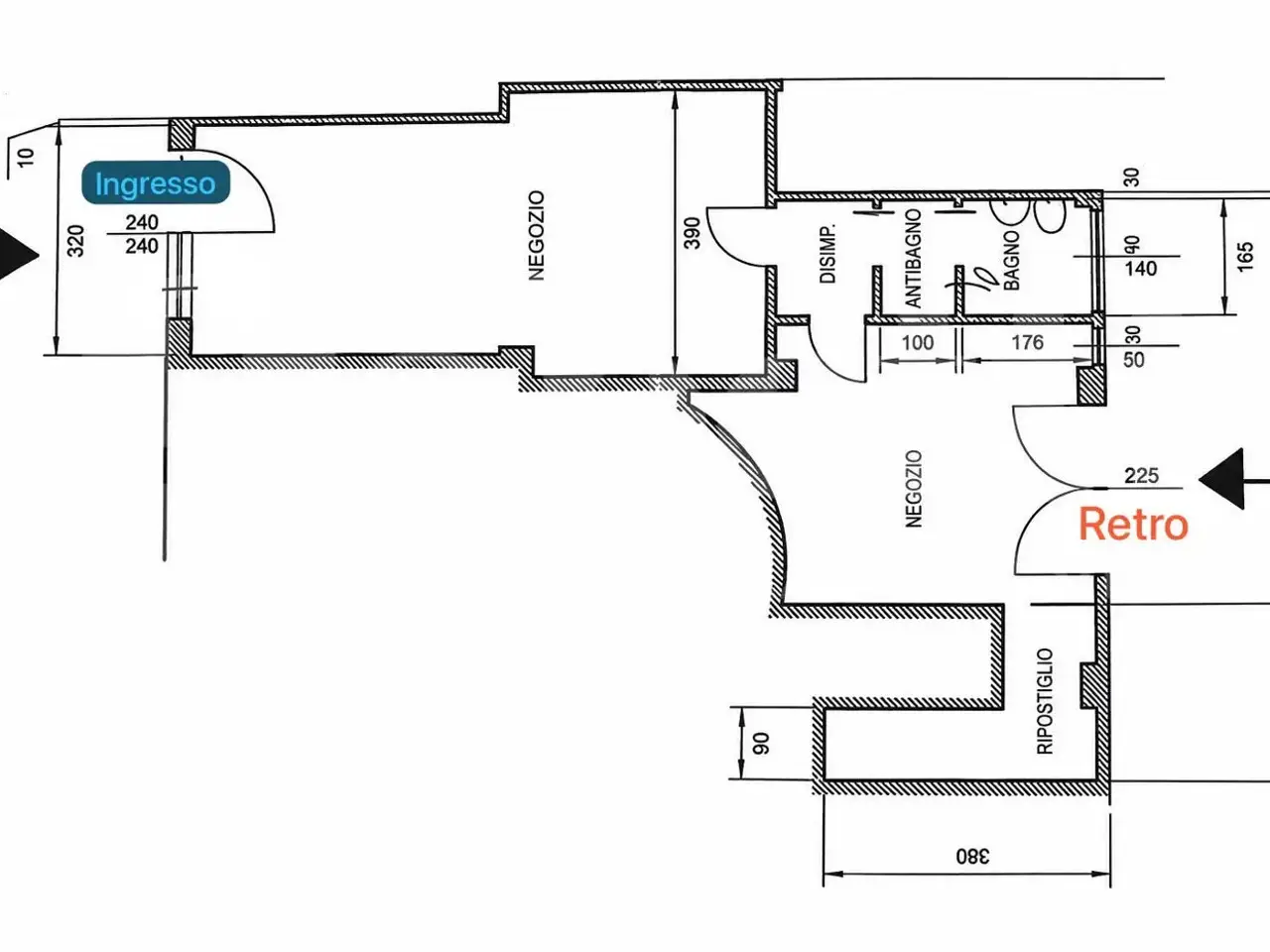 Negozio in Via Crespellani, Modena, {3} - Planimetria 1