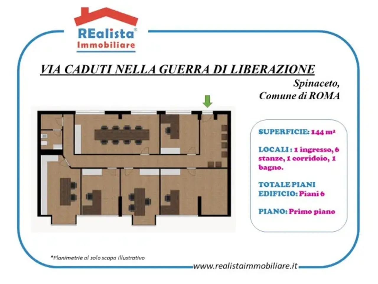Ufficio in Viale dei Caduti nella Guerra di Liberazione, Roma, {3} - Planimetria 1