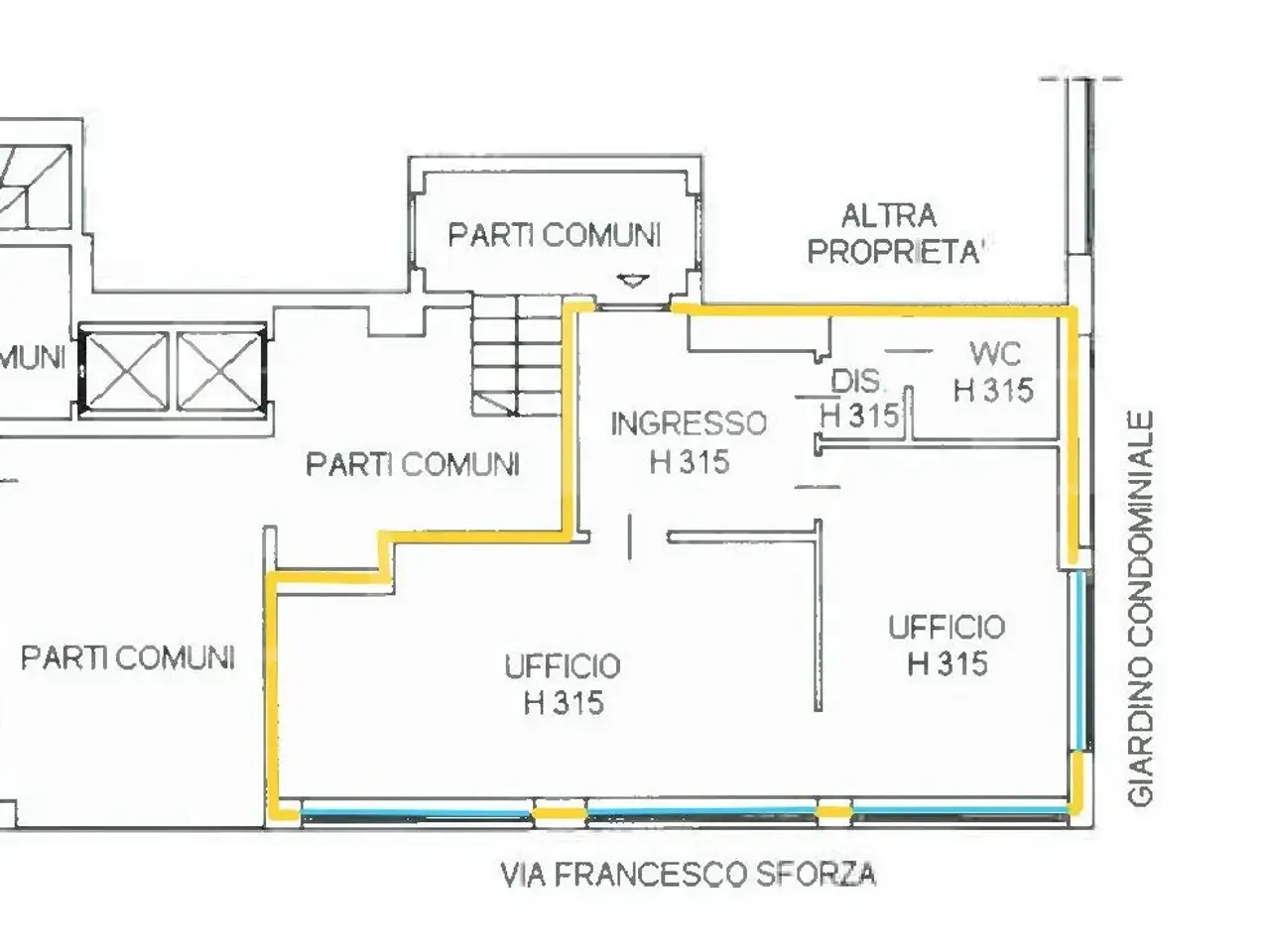 Ufficio in Via Francesco Sforza  15, Milano, {3} - Planimetria 1