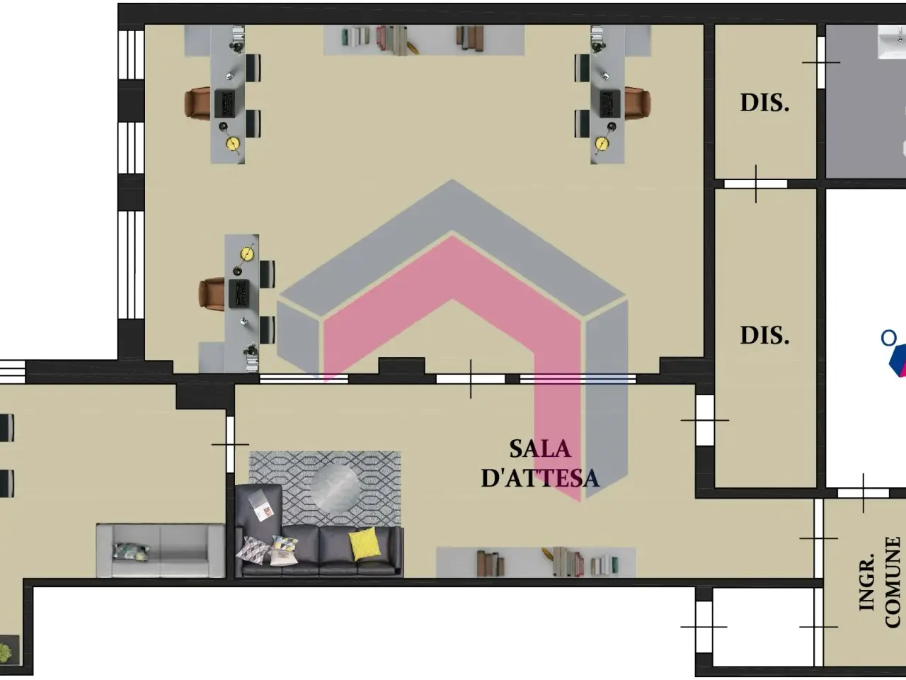 Ufficio in Via Generale Giuseppe Arimondi 4c, Palermo, {3} - Planimetria 1
