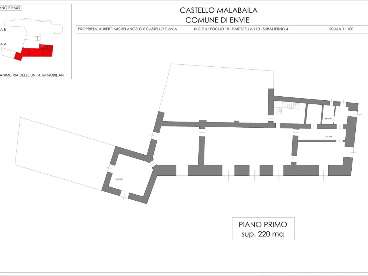 Quadrilocale in vendita, Via Vicolo Castello, Envie - Planimetria 1