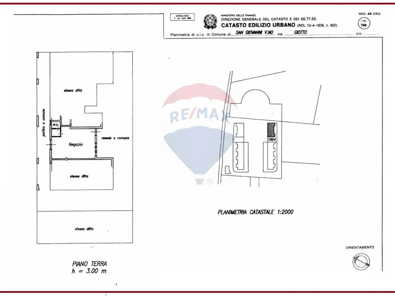 Negozio in Via Giotto 2, San Giovanni Valdarno, {3} - Planimetria 1