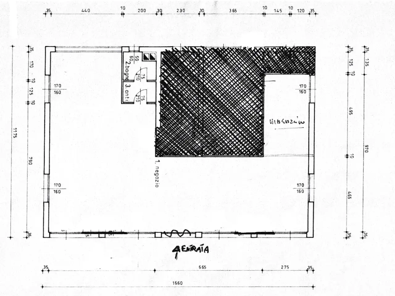 Negozio in Via Vica, Rosa', {3} - Planimetria 1